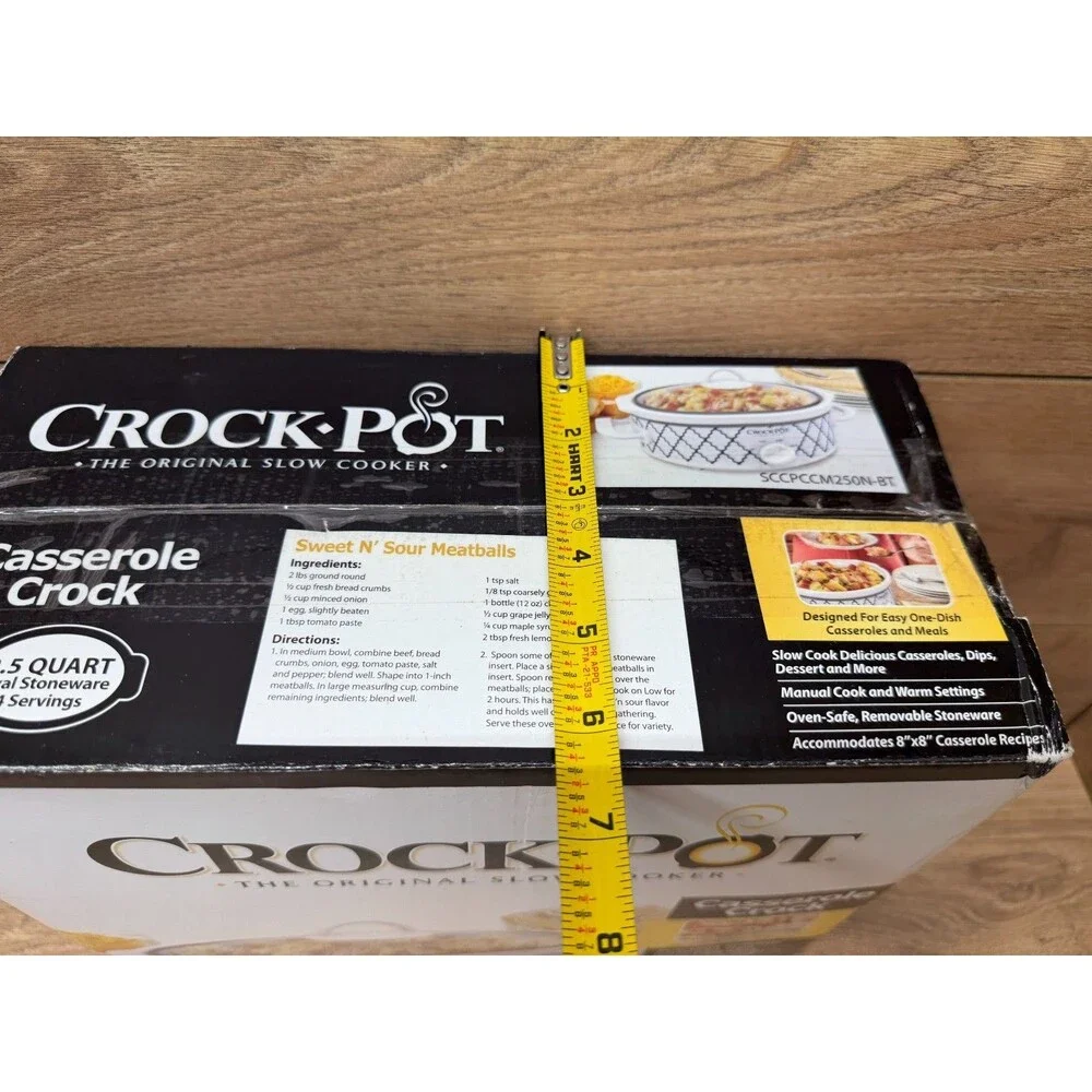 Crock-Pot 2.5-Quart Casserole Crock Slow Cooker, White/Blue (Blue Trellis)